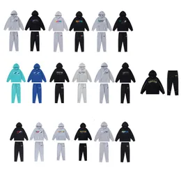 Zwarte hoodie Trapstar Tracksuit Regenboog handdoek Borduurwerk Decoderen Decodering Sportkleding Men en vrouwen Sportkledingpak
