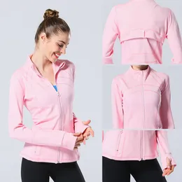 Yoga ceket lu-29 kadınlar egzersiz atletik tanımla ceket tam fermuarlı sporlar tanıma pist ceket ince fit fener uzun kolu koşu yoga üstleri