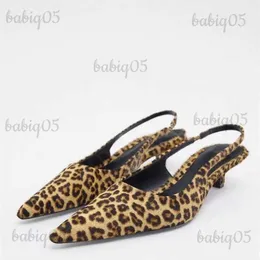 Kleid Schuhe Damen Flache Unterseite Slingback Sandalen Sommer Leopard Spitze Ende Frau Mules Zaza 2023 Mode Animal Print Low-Heel Strandschuhe T231121