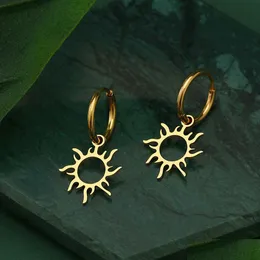 Dingle ljuskronor rostfritt stål örhängen ny sol totem pläterade hoops trend charm örhänge för kvinnor smycken parti bästa dro dhgarden otidh