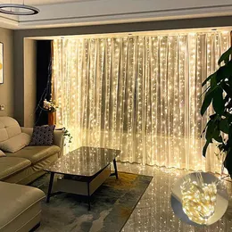 زخارف عيد الميلاد الديكور LED Fairy Light String 8mode Holiday Curtain Garden 231121