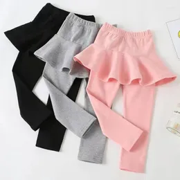 Calças para meninas moda plissado culottes para uso infantil primavera e outono estilo leggings versão coreana calças elásticas