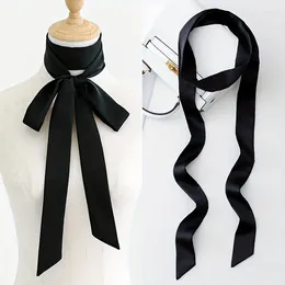 Halsdukar lyxig silke mager halsduk 200x5 cm fast färg mode väska handtag band damer tryck pannband liten hårband kvinna