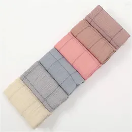 Ethnische Kleidung Crinkle Baumwolle Viskose Hijab Schal Frauen Lange Quaste Schal Muslimischen Silber Schals Plain Solid Headwrap Frau Schleier Ramadan