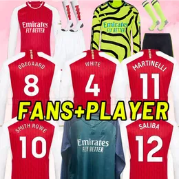 ロングスリーブ23 24 G.Jesus Soccer Jerseys Rice Smith Rowe Saka Thomas Martinelli Tierney 2023 Odegaard Sambi Fabio Vieira Saliba Havertz Home Away Shurt Fans Player