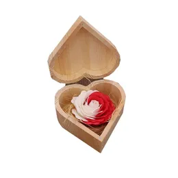 Other Festive & Party Supplies Party Rainbow Mti-Colored Color Rose Flower Petal Soap Wooden Heart Shape Box Valentines Day Gift Skin Dh8Uh