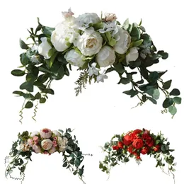 Dekoracje świąteczne hurtowe sztuczne próg girlandzki kwiaty Peony Rose DIY Wedding Party Kwiat Mur