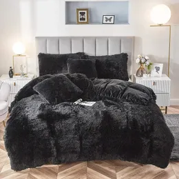 Bedding sets Fluffy Comforter Cover Bed Set Faux Fur Fuzzy Duvet Luxury Ultra Soft Plush Shaggy 3 Pieces 231121