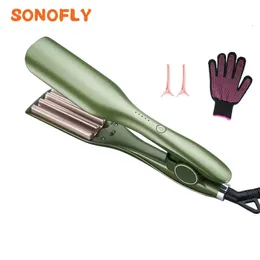 Curling Irons SONOFLY Negative Ion Corn Curling Iron Ceramics Electrical Hair Fluffy Corrugated Curler 5 Temperatures Styling Tools RZ-005 231120
