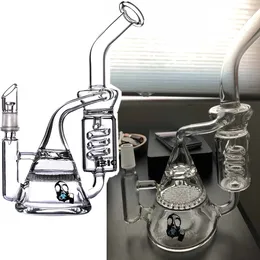 BIO Zlewki Szklane Bonga Podwójny Recykler Helix Perc i Honeycomb Szklane fajki wodne Gruba fajka wodna Dab Rigs ze złączem 14 mm