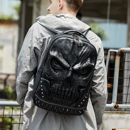 Rucksack 3D-geprägter Totenkopf-Rucksack für Männer, einzigartige Originalität, Mann, Tasche, Niete, Persönlichkeit, Cool Rock, Laptop, Schultasche für Teenager, 230417