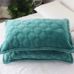 Pillow Case Winter Crystal Velvet Pillowcase Flannel Thicken Warm Coral Velvet Pillow Case Solid Color Bedding Pillow Cover 48cmx74cm 231120