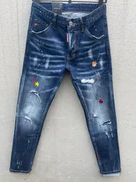23SS C015 Jeans slim fit per piedi piccoli COOLGUY MAN JEANS tessuto microelastico con lavaggio di alta qualità cerniera decorazione ricamata piccola etichetta