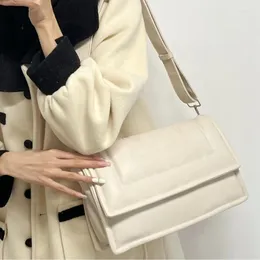 Evening Bags Classic Flap Crossbody For Women Soft White Leather Ol Commuter Shoulder Bag Wide Strap Travel Underarm Bolsa Feminina