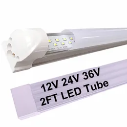 LED Tubes 2Ft 60CM 12 Inch 12V Strip Lights Bar Interior DC/AC 9-36V V Shaped Integrated T8 LED Shop Light Fixture LED Cooler Door lighting Fluorescent Bulbs oemled