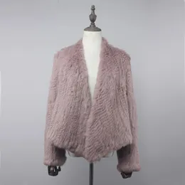 Pelliccia da donna Pelliccia sintetica Vera pelliccia di coniglio Cardigan in maglia Giacca Cappotto naturale fatto a mano Colletto irregolare Cappotto di pelliccia di coniglio lavorato a maglia Capispalla Gilet 231121