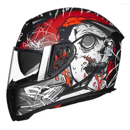 Caschi Moto Casco Uomo Nero Rosso Doppia Lente Antiappannamento Moto Moto Integrale Motocross Biker