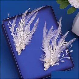 Fermagli per capelli Mollette Fermagli per capelli con piume Accessori da sposa Decorazione di gioielli Copricapo da sposa Consegna a domicilio Gioielli Hairje Dhgarden Otllo