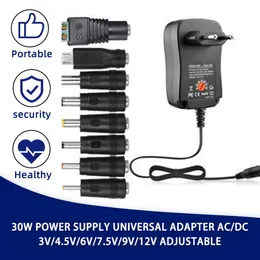 30W Universal justerbar effektadapterladdare AC till DC Plug 3V 4.5V 5V 6V 7.5V 9V 12V 2A 2.5A 2500MA omvänd polaritet