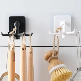 Hooks Wall Door Ties 6-Claw Hanger Dish Drying Rack Cupboard 360° Degrees Adhesive Storage Cabinet Holder Bathroom Kitchen