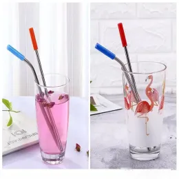 6*241MM 304 Stainless Steel Straw Reusable Home Party Wedding Bar Drinking Tools Barware 3pcs Straw inclus brush set 12 LL