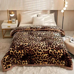 Blankets Nordic Super Soft Faux Fur Blanket Luxury home Decorative Winter Warm Plush Thick For Bed Sofa Leopard print quilt 231121
