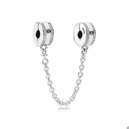 Charm clássico de corrente de segurança para Pandora 925 Silver Sterling Chain Snake Chain Bracelet Making Accessories Womens designer Jewelry Findings Charms with Original Box