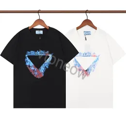 23SS Nya mode-t-shirts tees inverterade triangelisbrevtryck Kort ärm Prade Men's T-shirt Kvinnor