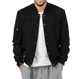 Vestes pour hommes Veste de style hip-hop Veste à col montant Manteau de baseball élégant pour l'automne hiver Chaud Doux Vêtements d'extérieur décontractés avec support