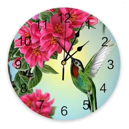 Väggklockor blomma kolibri klock sovrum tyst digital vardagsrum dekor modern design