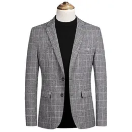 Męskie garnitury Blazery Moda jesień w kratę Mężczyzn Suit High Quality Mens Jacket Business Casual Slim Fit Terno Masculino Blazer