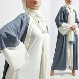 Plus size Dresses Long Cardigan Muslim Women Dubai Abaya Maxi Robe Kimono Turkish Islamic Clothing Elegant Eid Middle East Ramadan Patchwork 231121