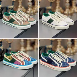 Tennis Sneaker Canvas Luxurys Shoe Women Shoes Casual Sneakers Beige Blue Washed Jacquard Denim Ace Rubber Sole Vintage