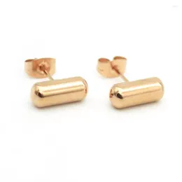 Studörhängen Rose Gold Color Ear Pin 316L Rostfritt stål 6mm 12mm Punk Men Kvinnor Modesmycken Cool