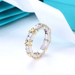 tiffanyism rings jewelry same color separation X-shaped ring t Fashion Cross Diamond Ring Light luxury beautiful couple ring