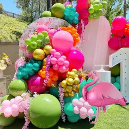 Decoração de festa 148 pcs Flamingo Tropical Balão Garland Kit Olive Verde Rosa Vermelho Balões para Havaiano Luau Casamento Aniversário Bebê Chuveiro