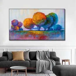 Colorful Tree Oil Paint Canvas Painting Poster Print Nordic Wall Art Picture For Living Room Home Decor Decoration Frameless