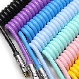 Keyboards LOOP PU Connector Cable USB A to type C GX16 Aviation For Mechanical Keyboard Handmade RGB Breathing Light 231117