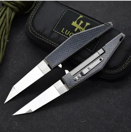 Luokesi A1897 High End Flipper Folding Knife 100% Real M390 Satin Blade Titanium Alloy/Carbon Fiber Handle Ball Bearing Fast Open EDC Pocket Knives