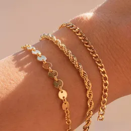 Chain Figaro Link Chain Bracelet Female Stainless Steel Gold Color Charm Bracelets For Women Man Jewelry Gifts 19Cm Drop Del Dhgarden Otabb