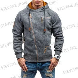 Mäns hoodies tröjor 2021 Nya mäns casual mode hoodies Autumn Winter Men's sneda dragkedja sporttröjor.