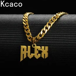 Pendant Necklaces Customized Name Necklace Gold Personalized Stainless Steel 5mm Wide Thick Chain Jewelry Suitable for Mens Gifts 231121