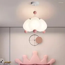 샹들리에 핑크 어린 소녀 침실 LED 버블 볼 라이트 현대 미니멀리스트 귀여운 공주실 어린이 장식 샹들리에