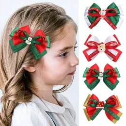 Haarschmuck Oaoleer 3-Zoll-Weihnachtsschleifenclips für Babys Niedliche Schneeblumenmütze Bedruckte Haarnadeln Kopfbedeckung