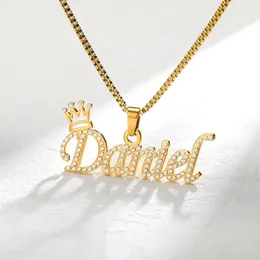 Colares de pingente de aço inoxidável destacável strass nome colar adequado para mulheres personalizadas jóias cristal capa pingente presente de festa 231121