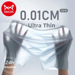 Mutande MiiOW 3pcs Ultrathin Breather Men Underwear 120S Ice Silk Maschio Boxer sexy Onepiece Seamless Mens Mutandine 230420