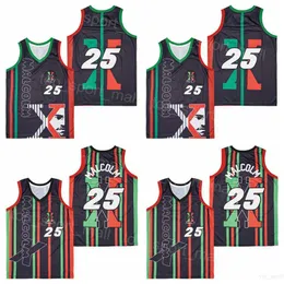 Movie Basketball Film 25 Malcolm X Power Jerseys 1992 Power College Black Team Color Hiphop Pure Cotton Brodery och sömda andningsbara för sportfans Hög/topp