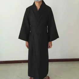 Abbigliamento etnico Classico Nero Samurai Abbigliamento Uomo Intimo traspirante Kimono Accappatoio Tradizionale giapponese Cosplay Yukata Casa Pigiama Accappatoio