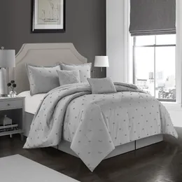 Blake Solid 6-Piece Reversible Comforter Set, Queen, Grey, All Season Bedding Set, 100 Polyester Fill