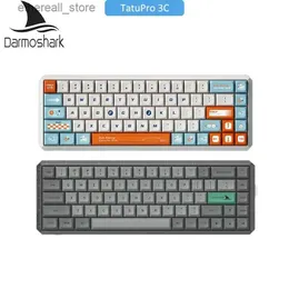 Клавиатуры Darmoshark K5 2.4G Беспроводная двухрежимная механическая игровая клавиатура с горячей заменой 68 клавиш RGB-подсветка GATERON Switch Киберспорт ПК Ноутбук Q231121